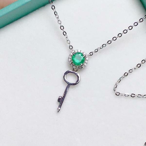 限量特價 18k真金真鑽 祖母綠吊墜 送證書