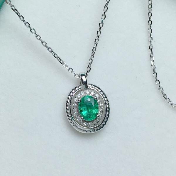 限量特價 18k真金真鑽 祖母綠吊墜 送證書