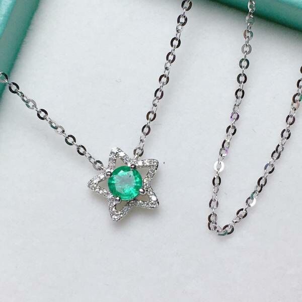 限量特價 18k真金真鑽 祖母綠吊墜 送證書