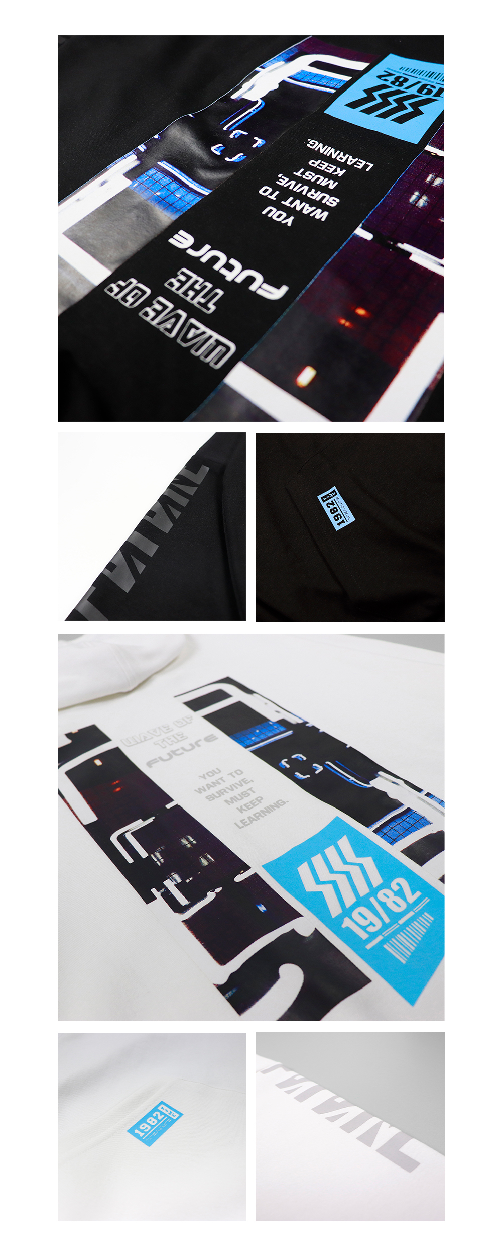 RETOP 賽博龐克 科幻效應寬版落肩帽T 黑