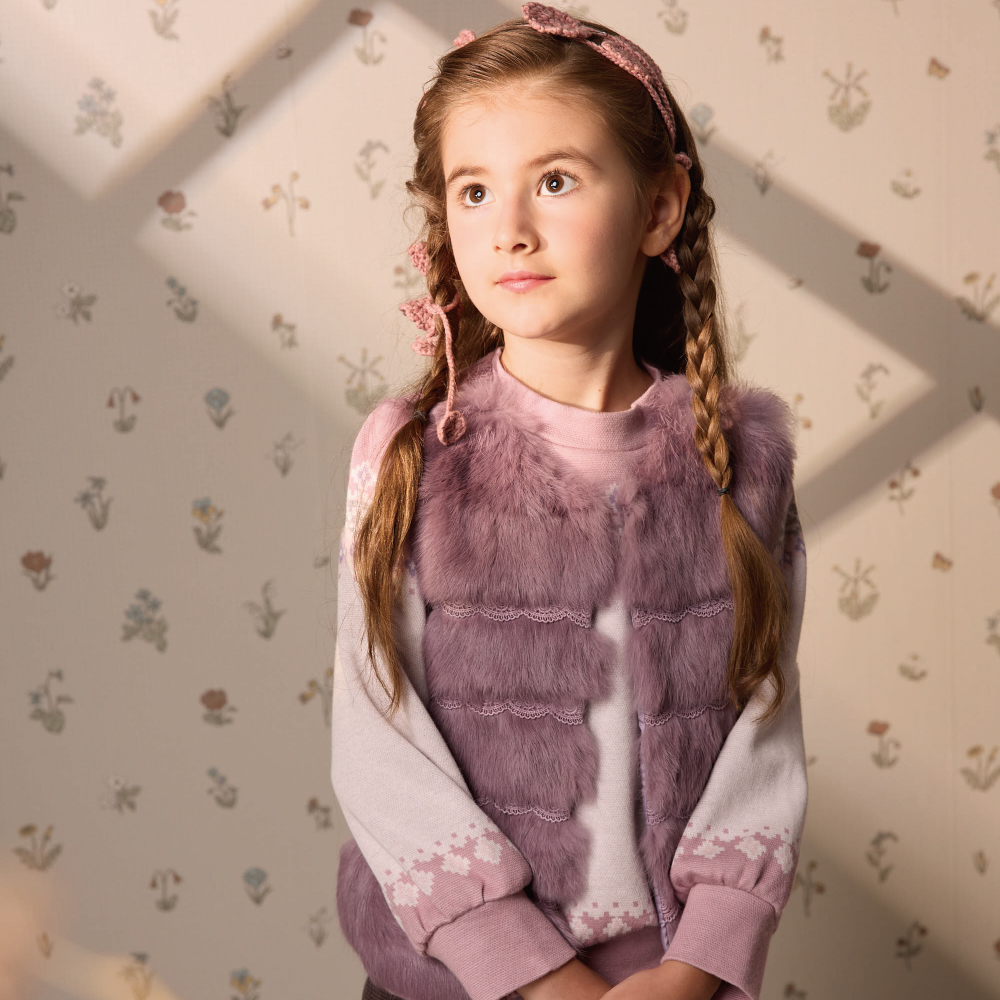 PIPPY冬日暖心兔毛背心 灰紫