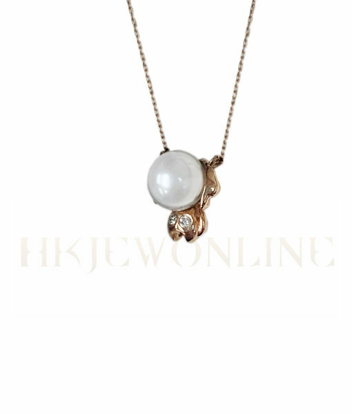 18K Rose Gold Pearl Puppy Diamond Necklace