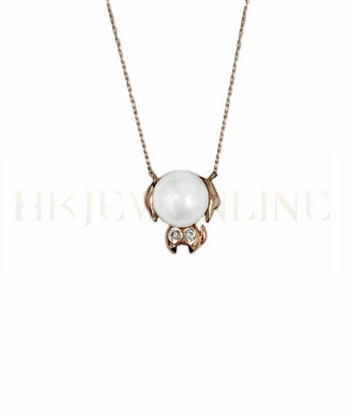18K Rose Gold Pearl Puppy Diamond Necklace