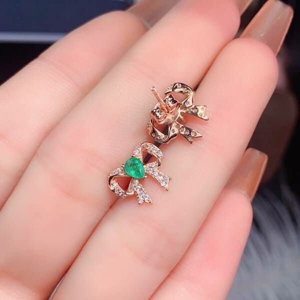 天然祖母綠 耳釘