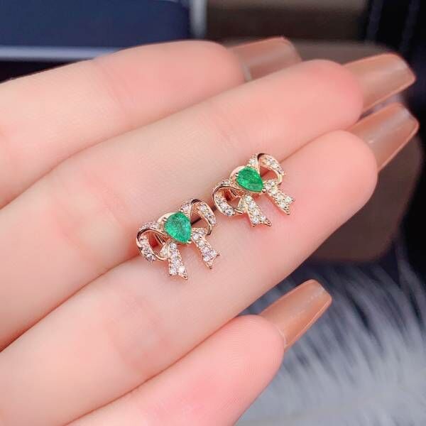 天然祖母綠 耳釘