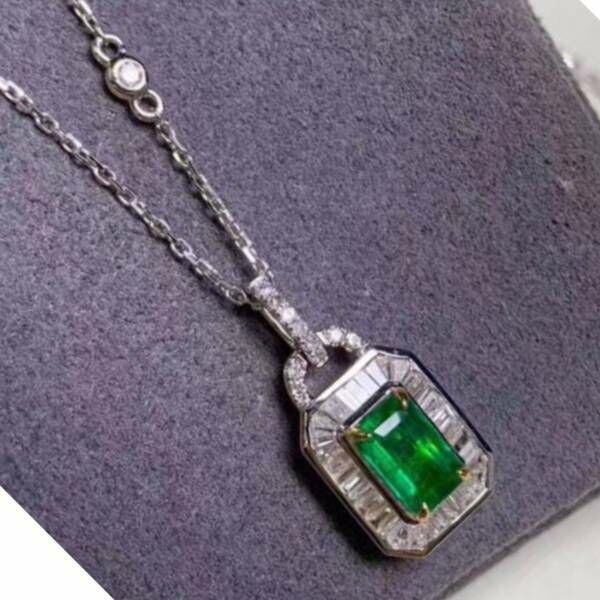 『滿賺財鎖』滿鑽鎖頭  祖母綠 低調奢華款 墜鍊