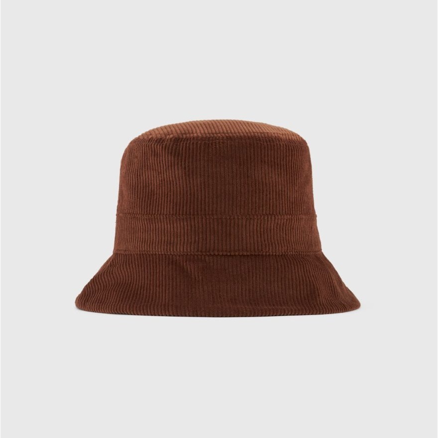 中性-燈芯絨織標漁夫帽-咖啡（802415-MS534）