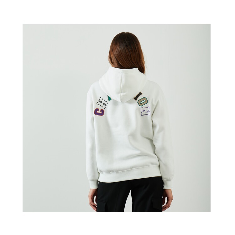 女款-ROCHESTER 寬版背面拼字連帽衛衣-白色（116630-WW033）