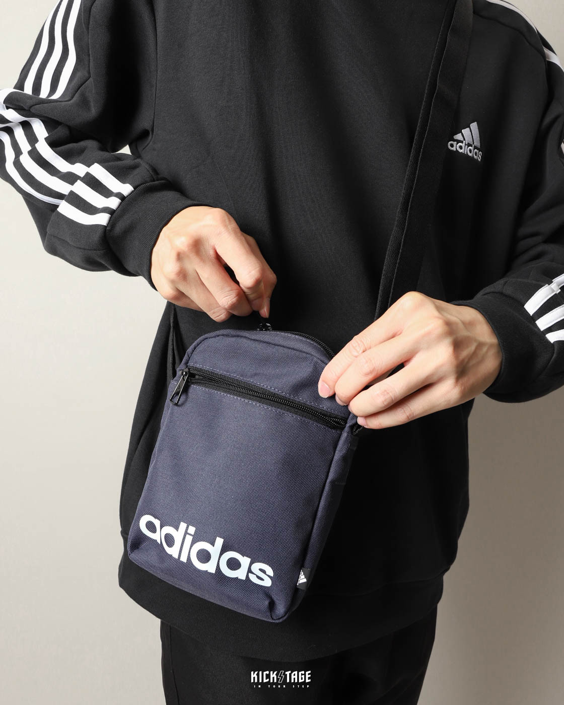 ADIDAS LINEAR ORG MINI 深藍色 基本款 文字LOGO 迷你 小包 側背包【HR5373】