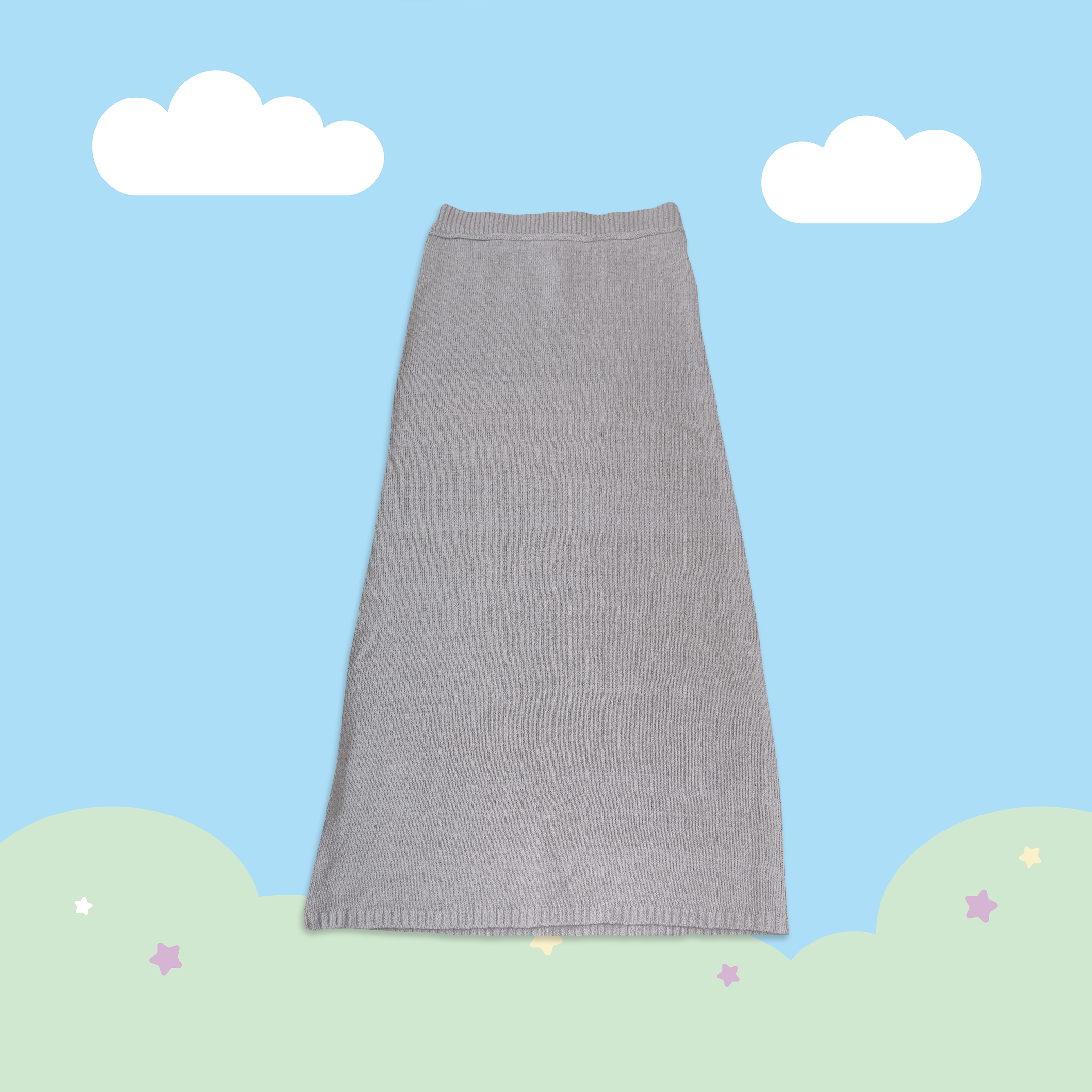 こ♡こ 坑紋布反車線針織彈性長裙