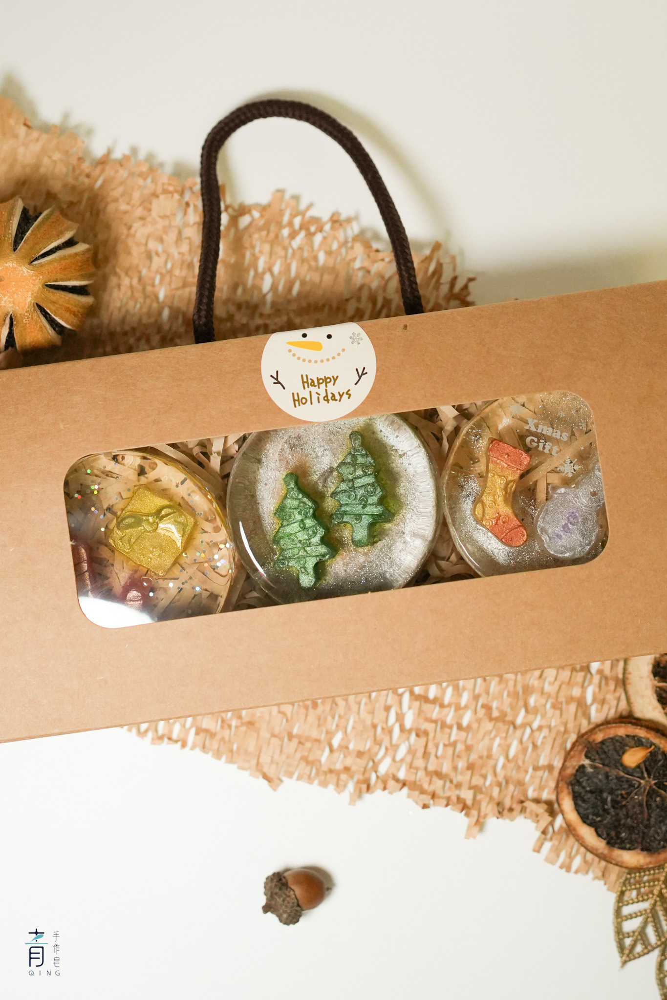 【青手作】聖誕香氛胺基酸皂3入|禮盒|交換禮物|聖誕節|送禮