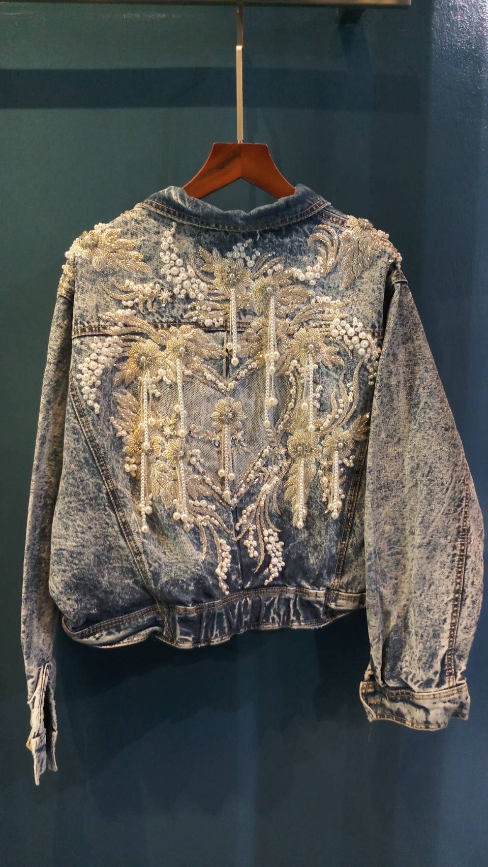 泰國人手製造 洗水珍珠流蘇 外套  -M