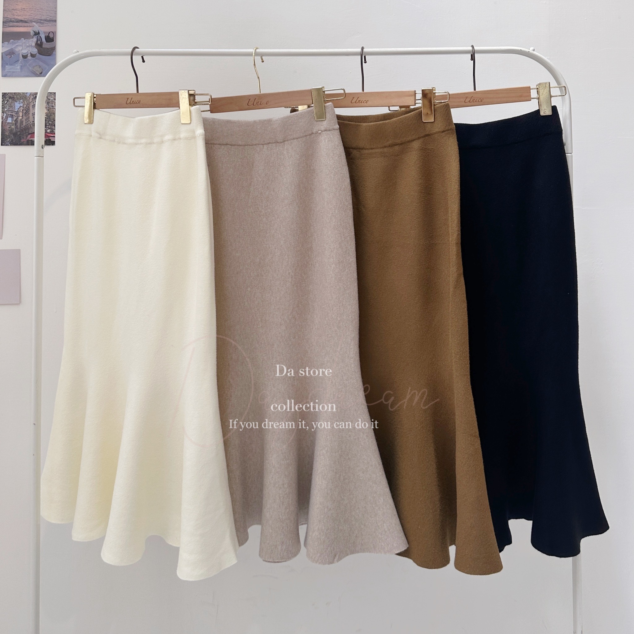 彈力親膚針織魚尾長裙/三色