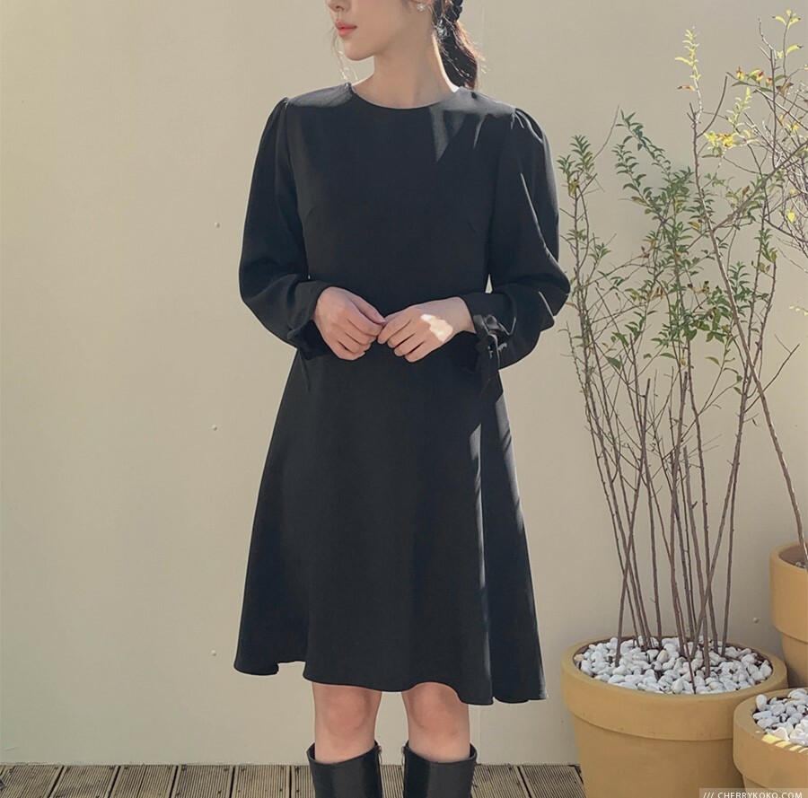 韓國Cherrykoko授權 韓系典雅風袖口綁帶設計感洋裝【madekoko】系列