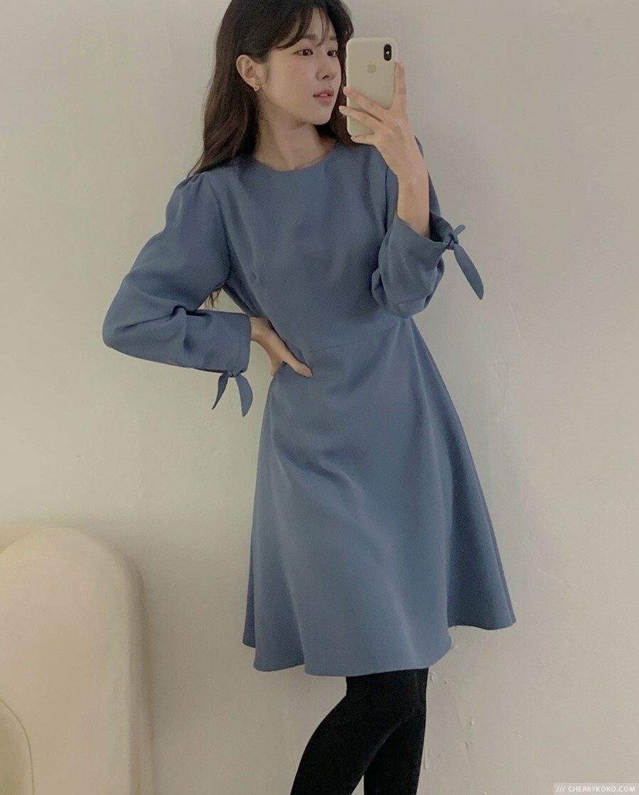 韓國Cherrykoko授權 韓系典雅風袖口綁帶設計感洋裝【madekoko】系列