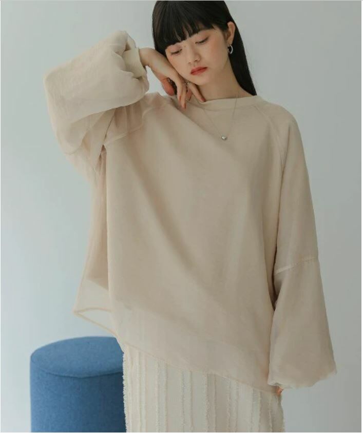 雙層歐根紗寬袖衛衣 （兩色入）【日本直送】