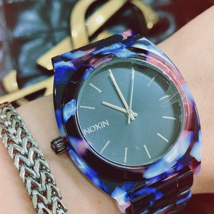 美國 NIXON Time Teller Acetate 極簡玳瑁錶 2336 (玳瑁深藍)