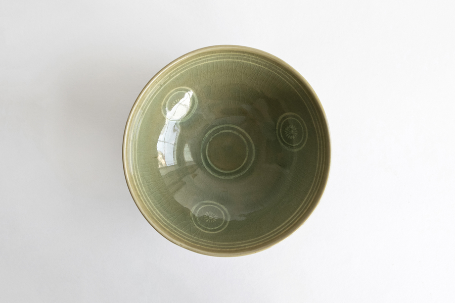 祥見知生選品-志村睦彦-青磁象嵌丸菊紋6寸缽