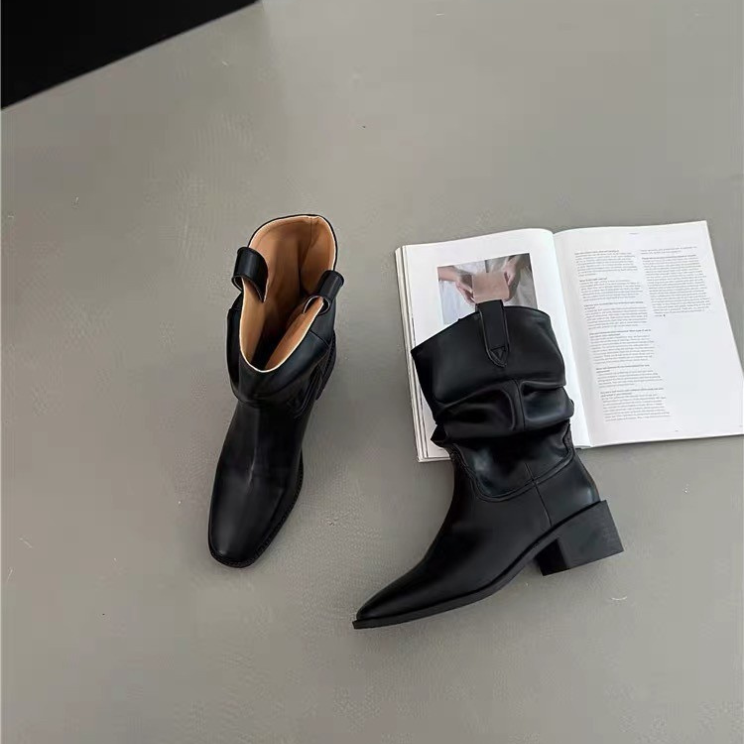 【西部牛仔騎士中長靴】DOMISS 皮革長靴 短靴 靴子-2色