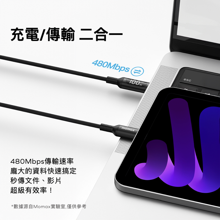 Elitelink Type-C to Type-C PD 100W LED數位顯示充電傳輸線