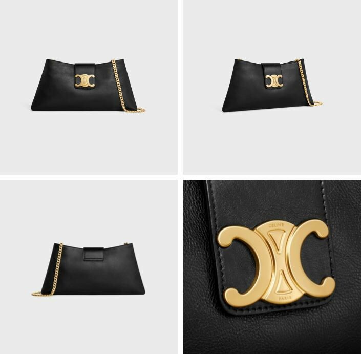CELINE Wiltern Triomphe Soft 黑金腋下包