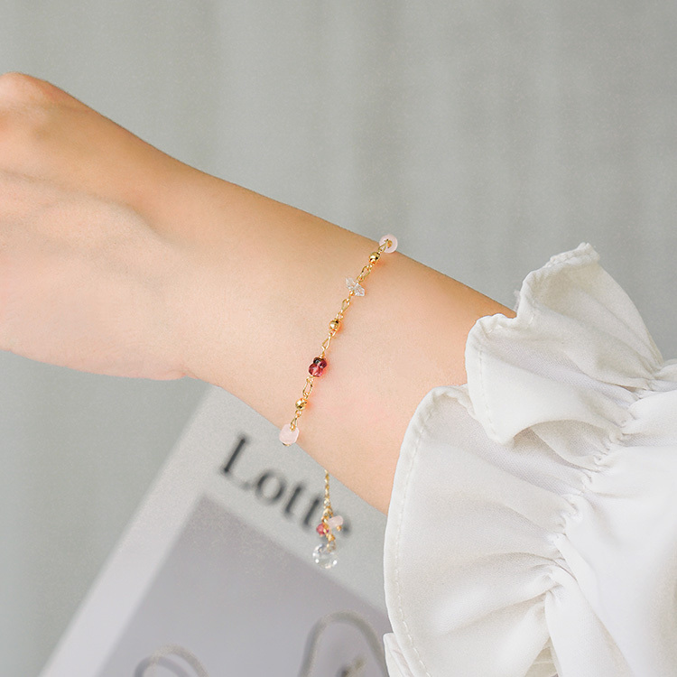 ｜桃花｜繁星點點 – 粉晶碧璽 – 手鍊