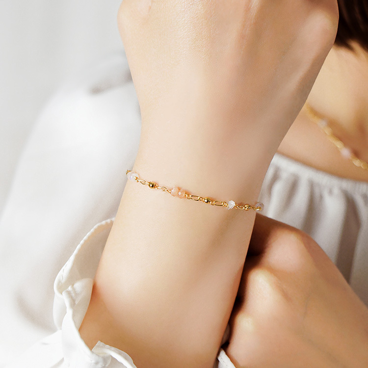 ｜桃花｜繁星點點 – 金草莓月光石 – 手鍊