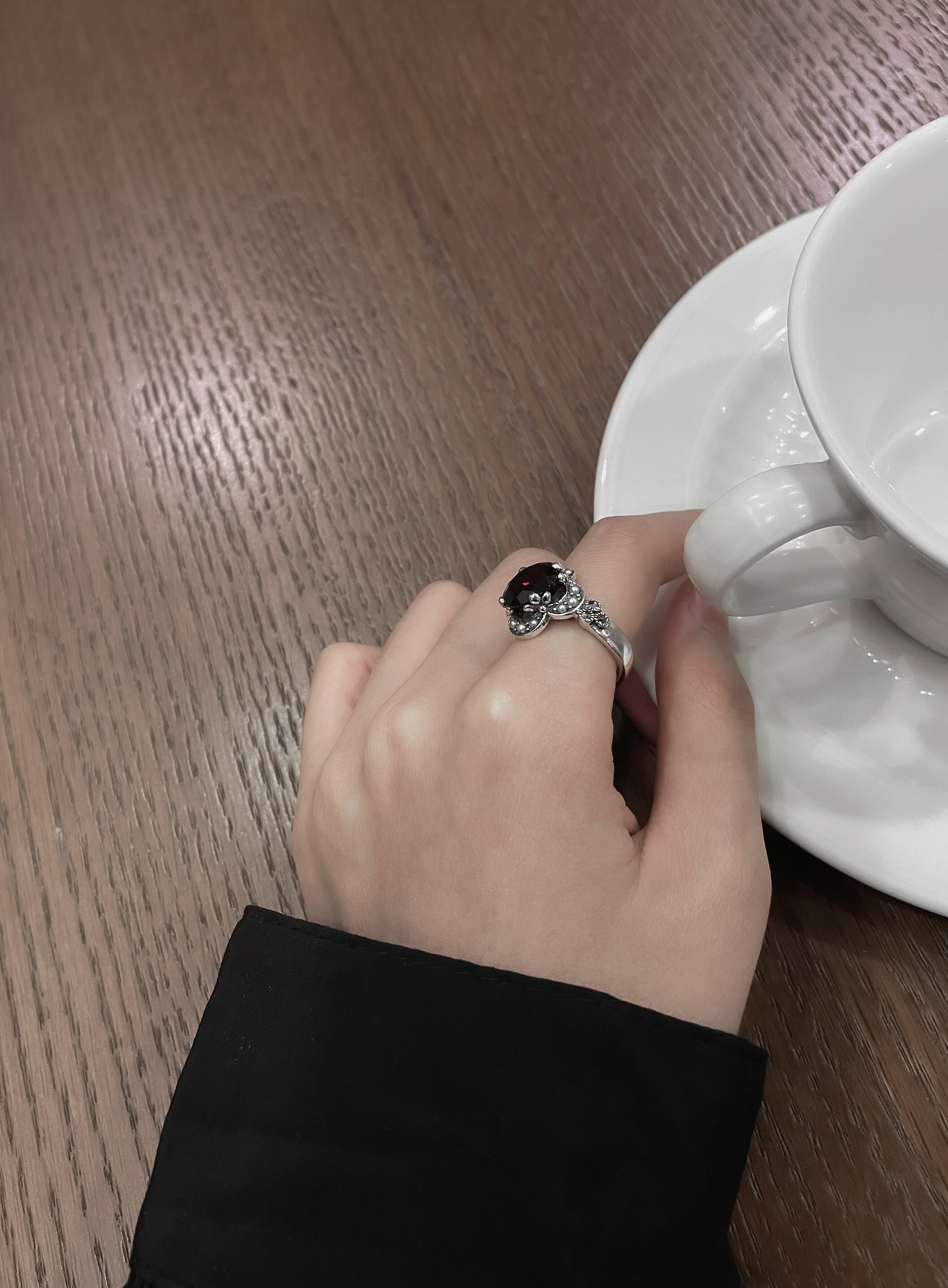 石榴石米珠戒指（OP1731）