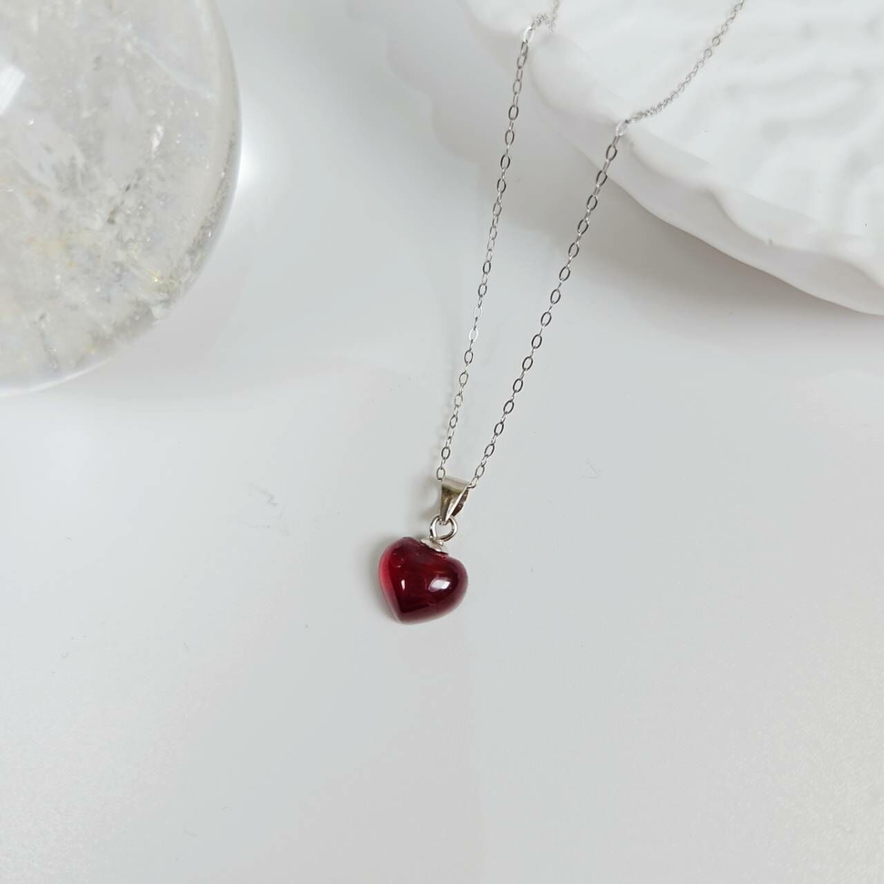 石榴石愛心項鍊