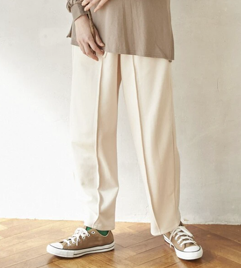 米白色廓形剪裁運動風棉褲【日本直送】