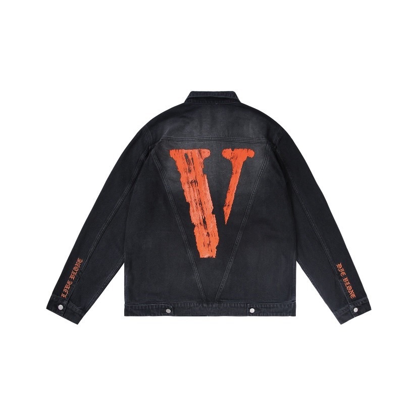 VLONE 破壞 字體 logo 大V 牛仔外套