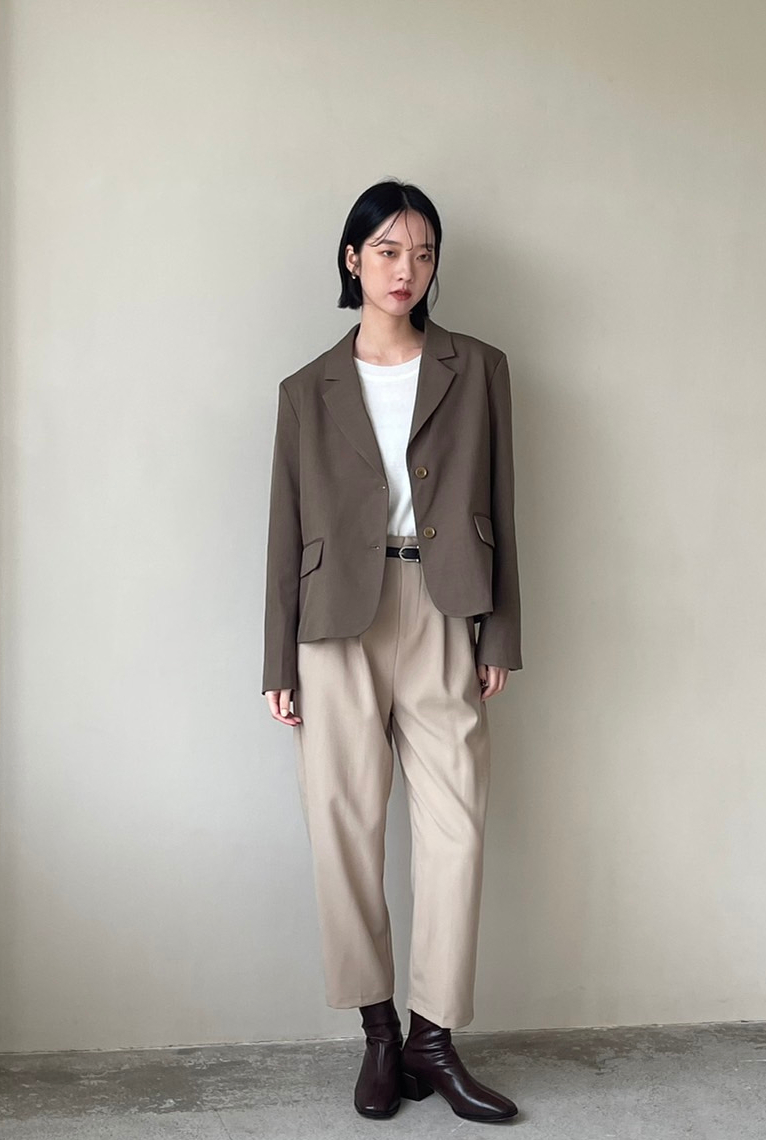 SALE500 OH!HER 細節高腰打褶西裝褲(附腰帶）