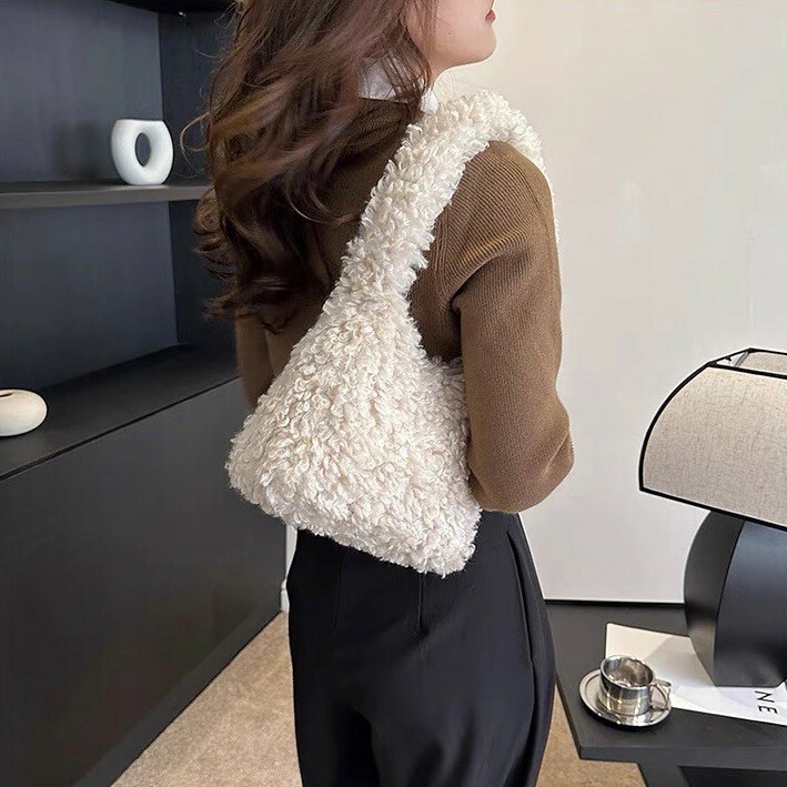 羊羔毛絨毛肩背包/四色