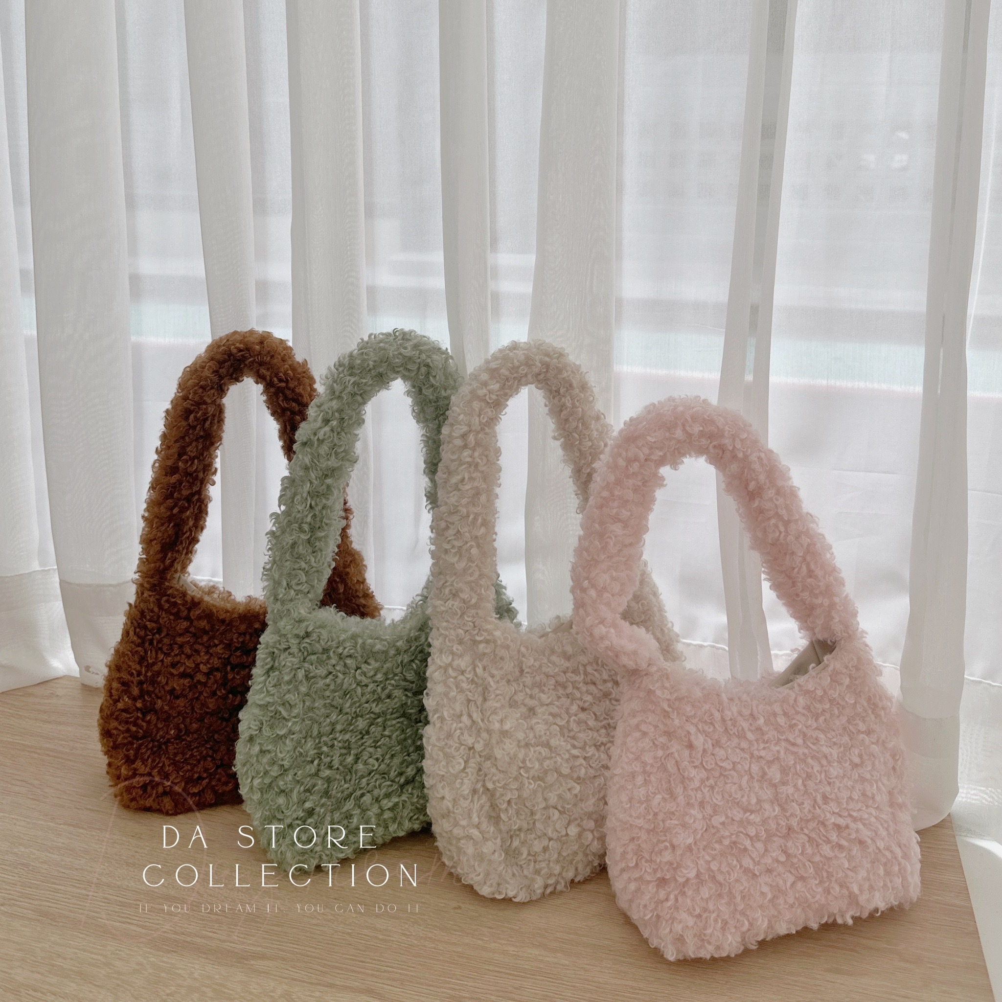 羊羔毛絨毛肩背包/四色