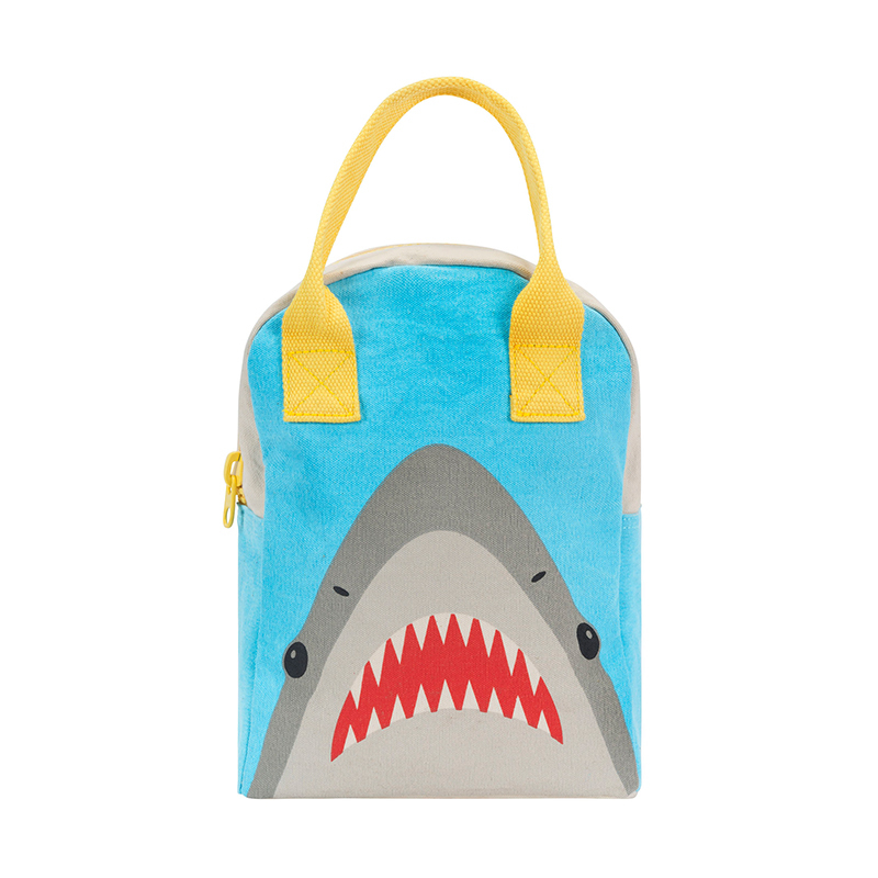 fluf 有機棉午餐拉鍊隨手袋-大白鯊