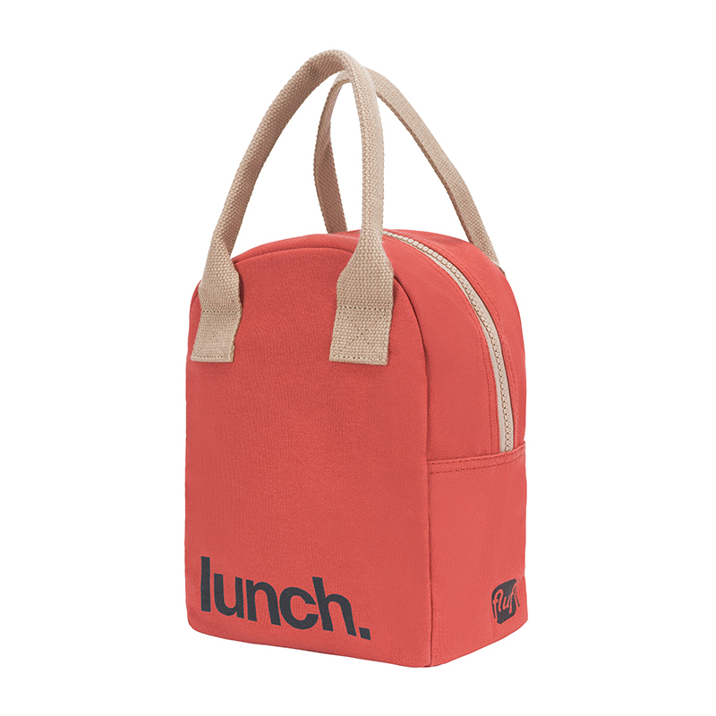 fluf 有機棉午餐拉鍊隨手袋-復古紅
