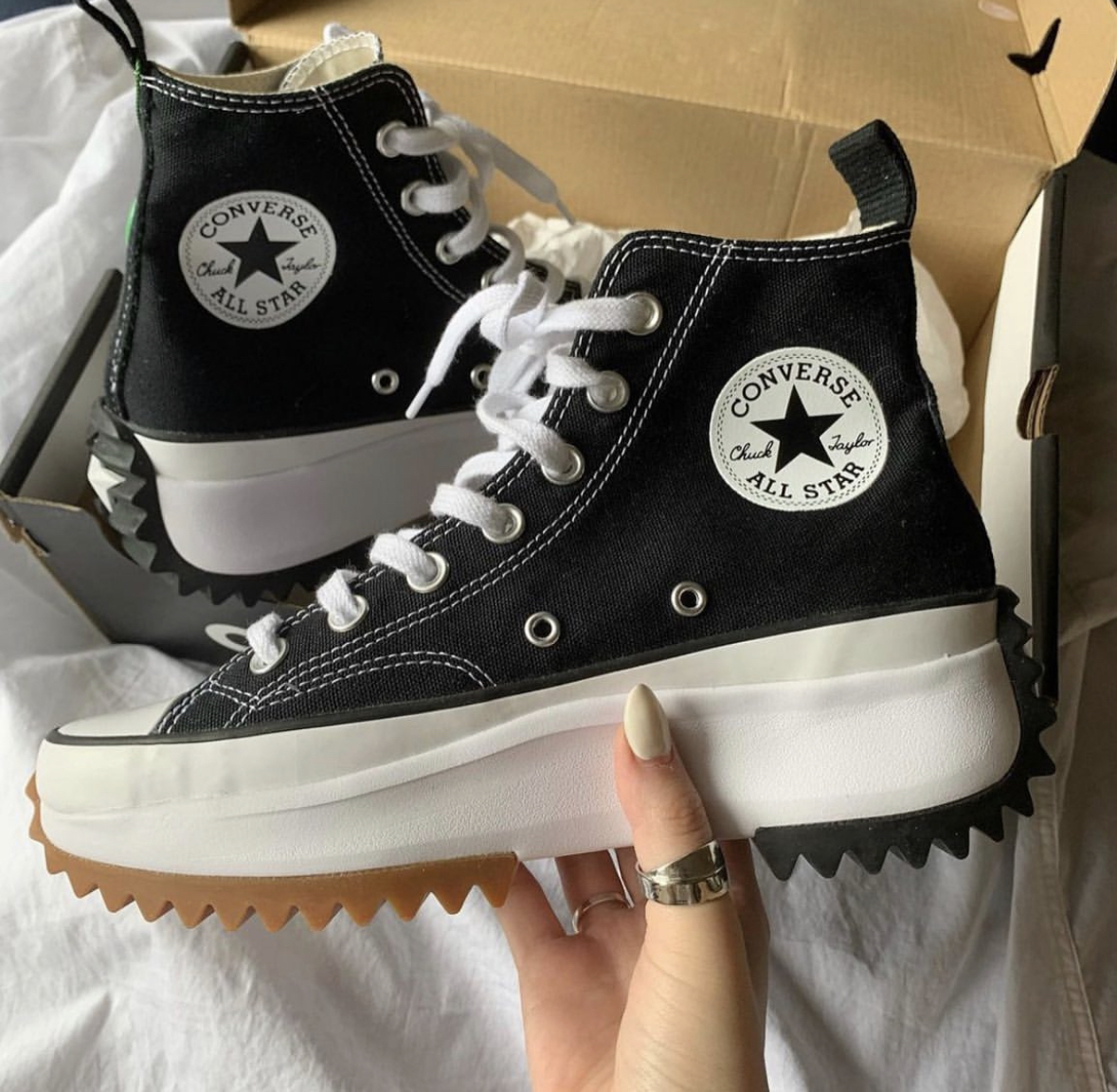 Converse Run Star Hike 高筒 厚底 鋸齒 帆布鞋 黑白 166800C/預購