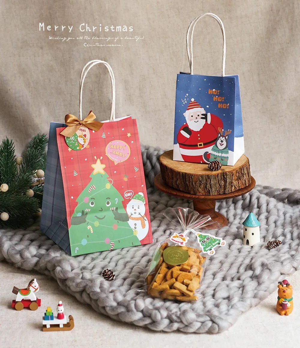 手提紙袋 大6K-L-方- 聖誕喀嚓 20入/包 14*19.5*12cm【3-2810670】