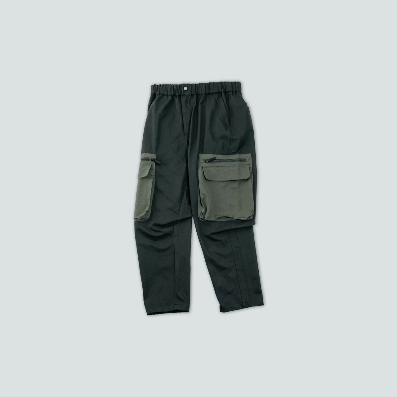 SBG 上寬下窄大口袋拼色工裝長褲 049