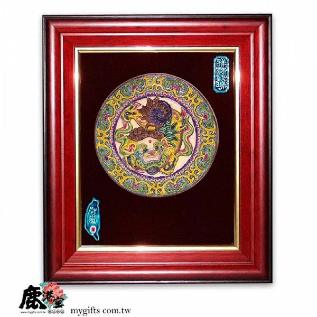 台灣國寶交趾陶｜開運裝飾壁飾 祥獅戲球L