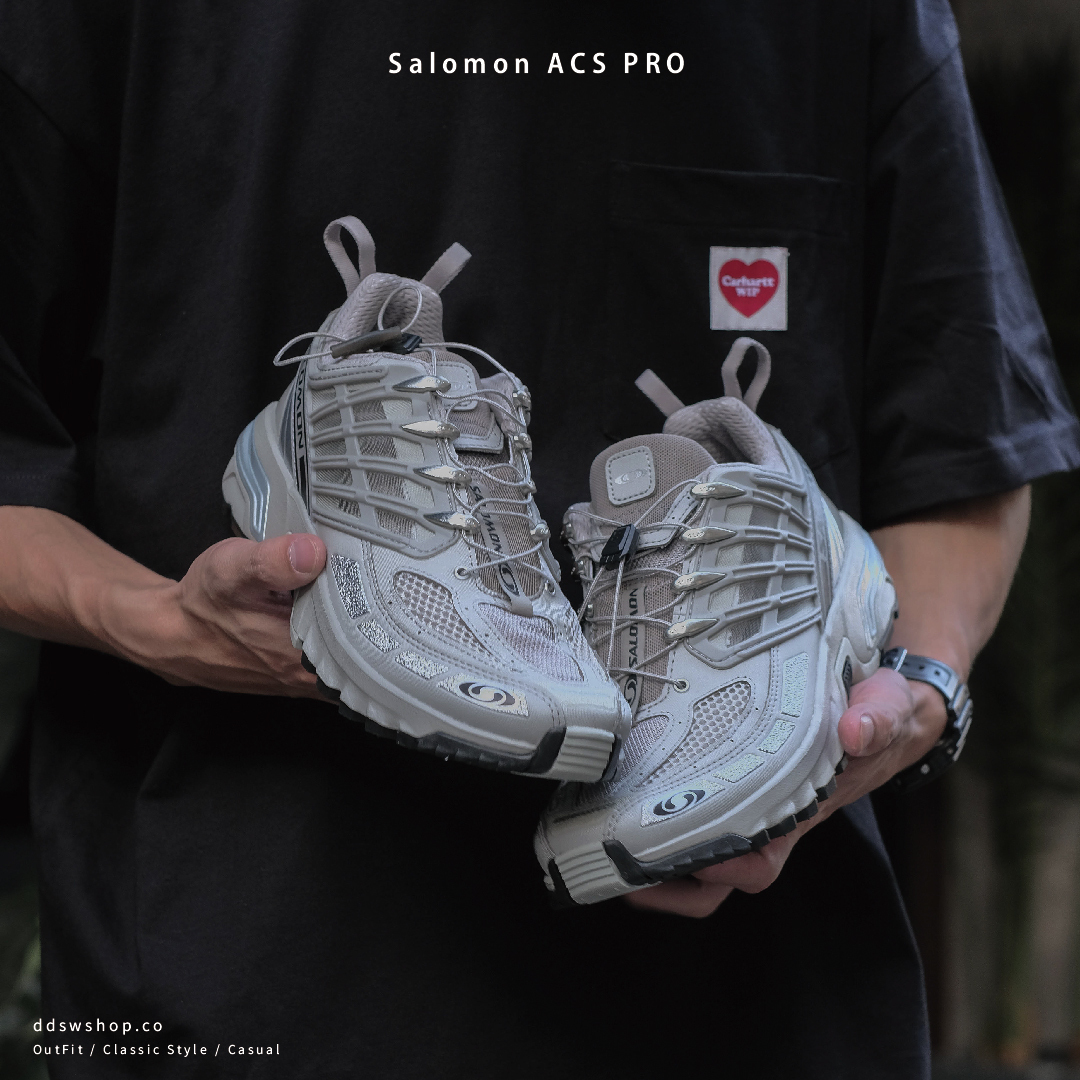 Salomon ACS PRO 機能越野登山鞋金屬銀