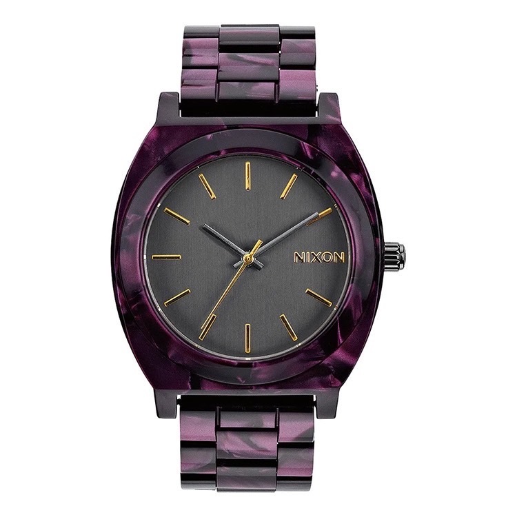 美國 NIXON Time Teller Acetate 極簡玳瑁錶 1345 (玳瑁深紫)