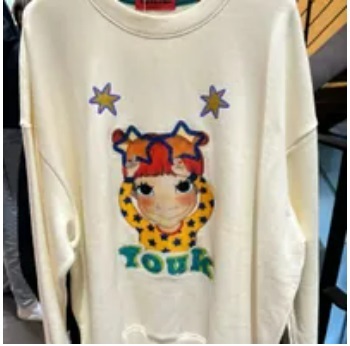 [S] YSW GAEDDONGI WITH STAR PRINT SWEAT SHIRT,CREAM, I4WSW38IVGDF (SYW214)