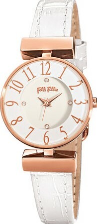 萬年鐘錶 - FOLLI FOLLIE  數字款白面優雅皮革款女錶   WF16R007SSW  錶徑26MM