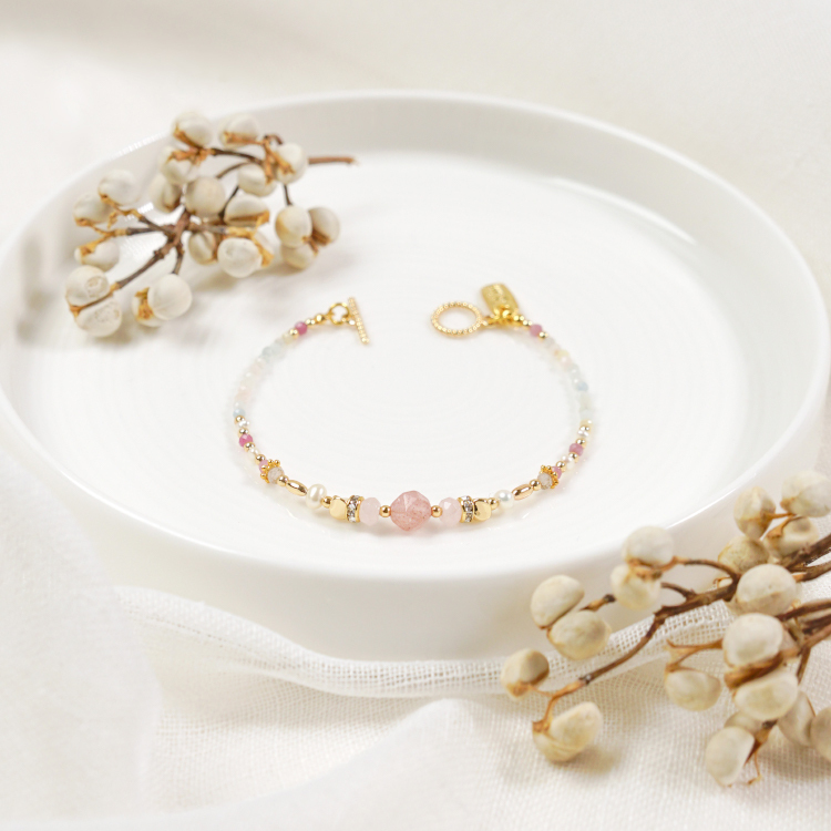 ｜桃花｜午後邂逅 – 草莓晶 – 手鍊