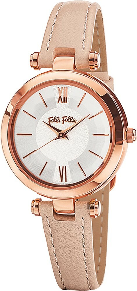 萬年鐘錶 - FOLLI FOLLIE   杏色皮革款典雅女錶  WF16R009SPS  錶徑30MM