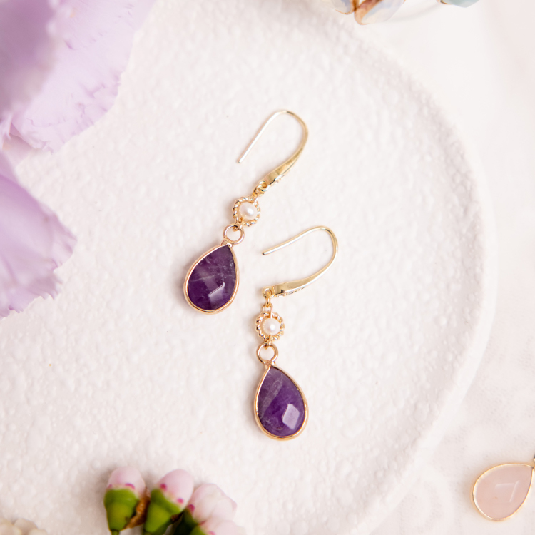 午後邂逅 – 紫水晶 – 耳環