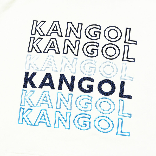 KANGOL 長袖 帽T 白藍 滿版刺繡LOGO 中性 6255105500