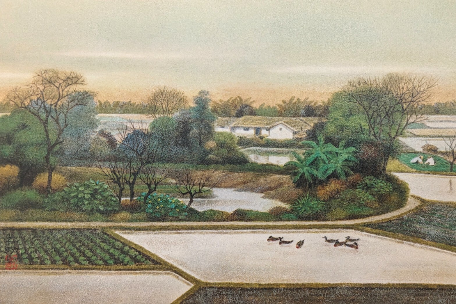 台中公園　 風景画　林之助　台湾膠彩画 台灣膠彩之父林之助