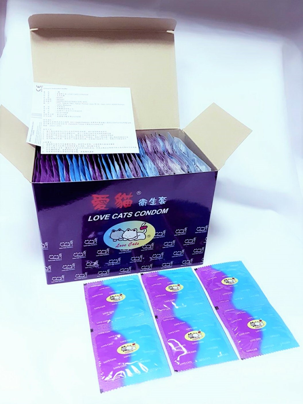 愛貓螺紋顆粒保險套 144片裝